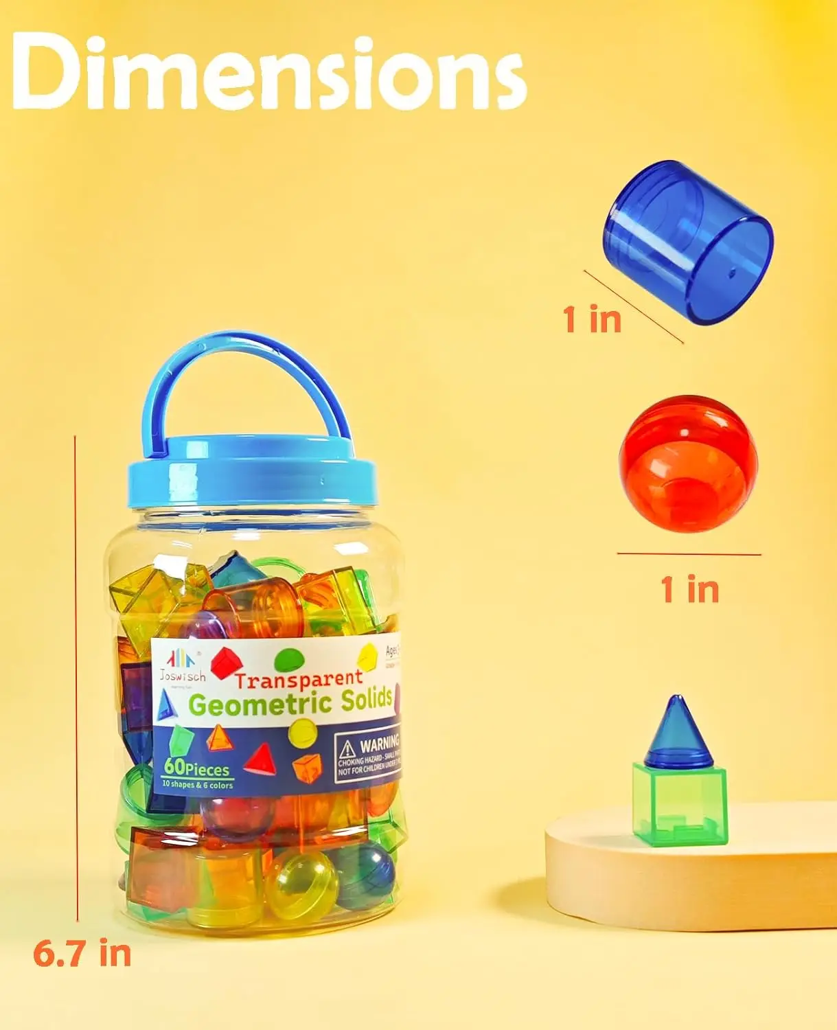 60 Stück 3D-Formen zum Unterrichten, geometrische Feststoffe – geometrische Formen für Kinder, Lichttisch-Manipulationen, 3D-Formen, Lichttisch