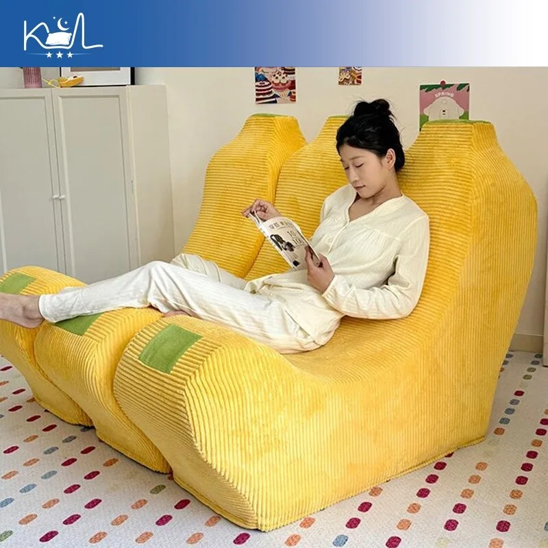Huge Banana Shaped Lazy Sofa Vacuum Compressed Retro Corduroy Fabric Sofa Boneless Couch for Small Living Room