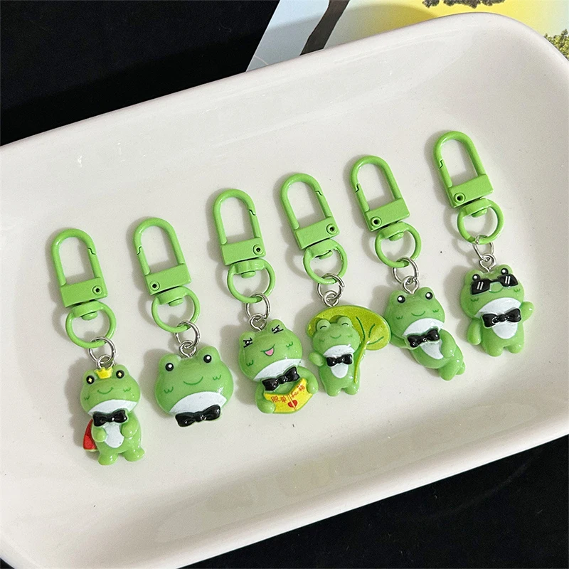 Cute Cartoon Green Frog Keychain Lovely Animal Keyring Handbag Pendant Charms Car Key Accessories For Girls Jewelry Gift