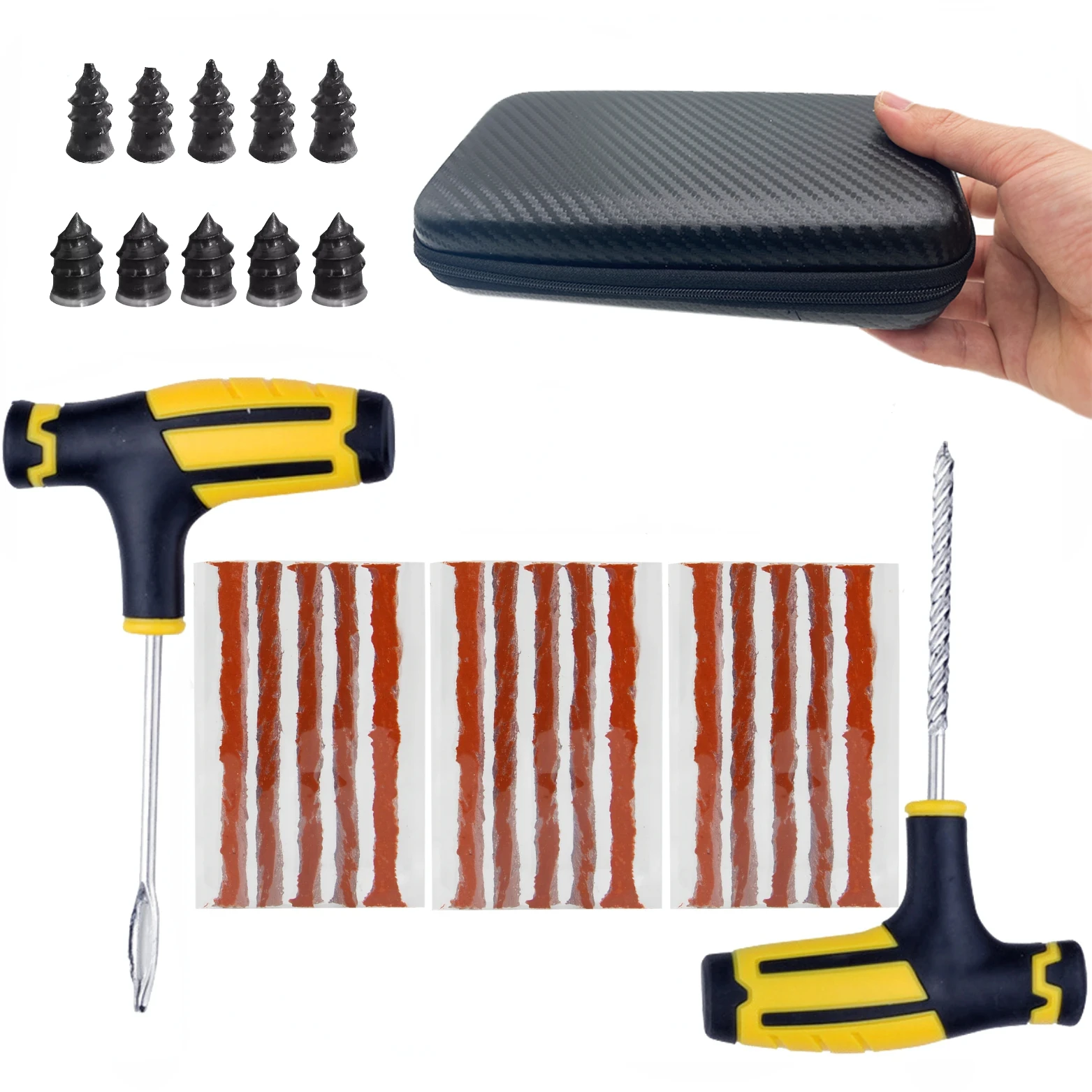 

23/28Pcs Car Tire Repair Kit Puncture Plug Tools Tyre Puncture Emergency for Tire Strips Stirring Glue Repair Tool Kit