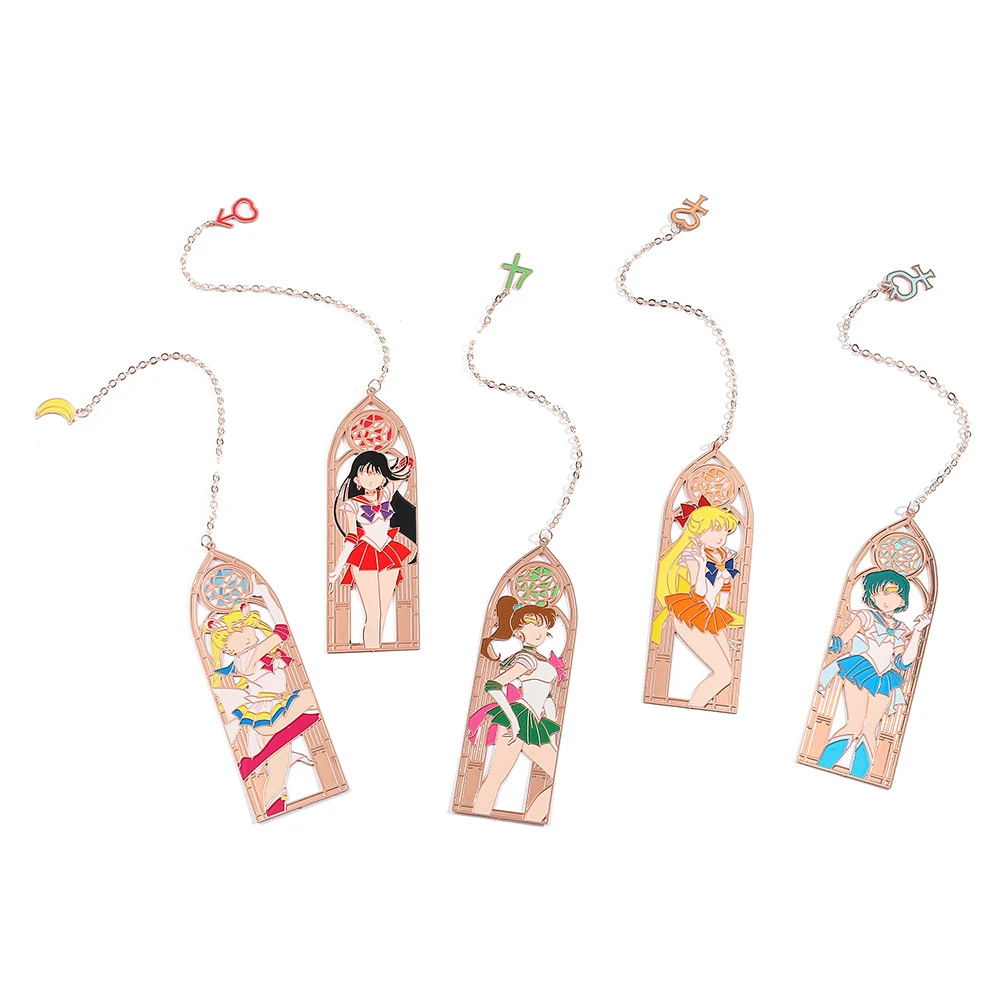 Anime Sailor Hino Rei Aino Minako Kino Makoto Mizuno Ami Tsukino Usagi Cosplay Costume Metal Alloy Bookmark Xmas Gift