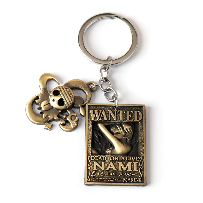 Cartoon One Piece Figure Luffy Zoro Chopper Sanji Ace Nami Nico Robin Law Metal Keychain Kids Fans Charm Toys Xmas Gift Decor