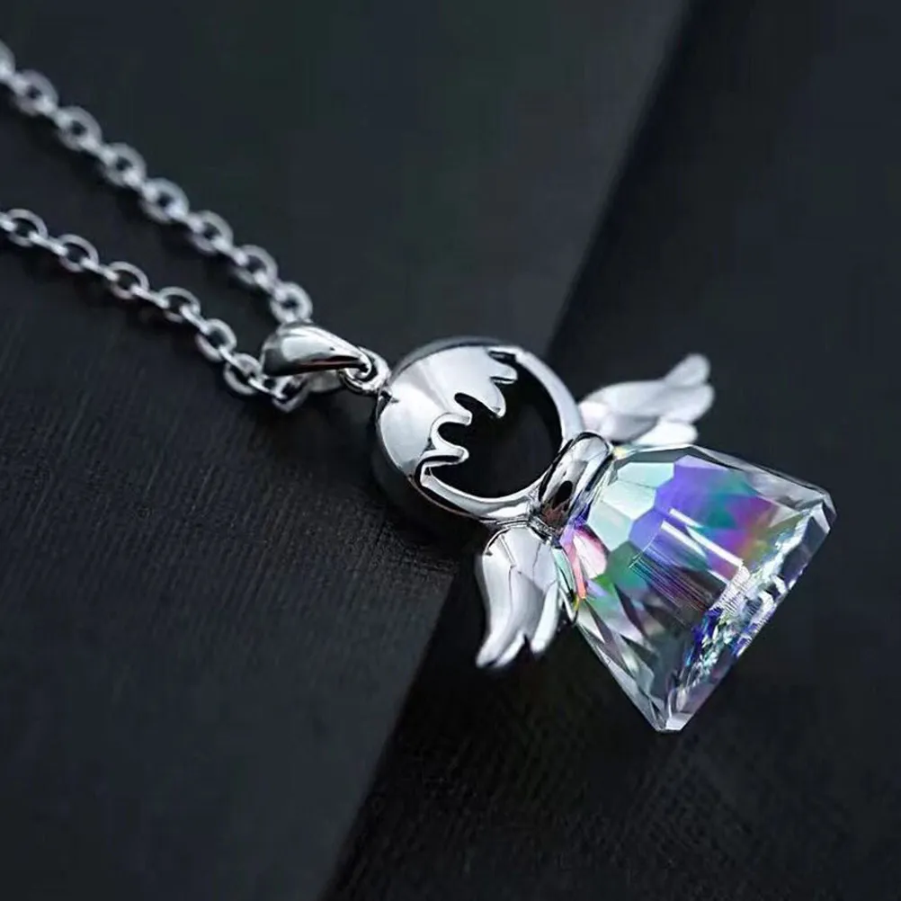 Necklace Delicate Guardian Angel Crystal Pendant Jewelry Necklace Romantic Jewelry Gift for Mother Daughter Friends