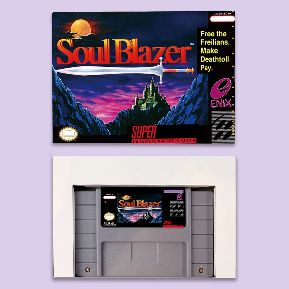 Soul Blazer RPG game for SNES 16 bit USA NTSC or EUR PAL Video Game Consoles Cartridge