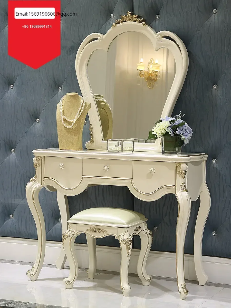 

European dressing table bedroom French garden dressing table multifunctional white paint simple dressing table small apartment