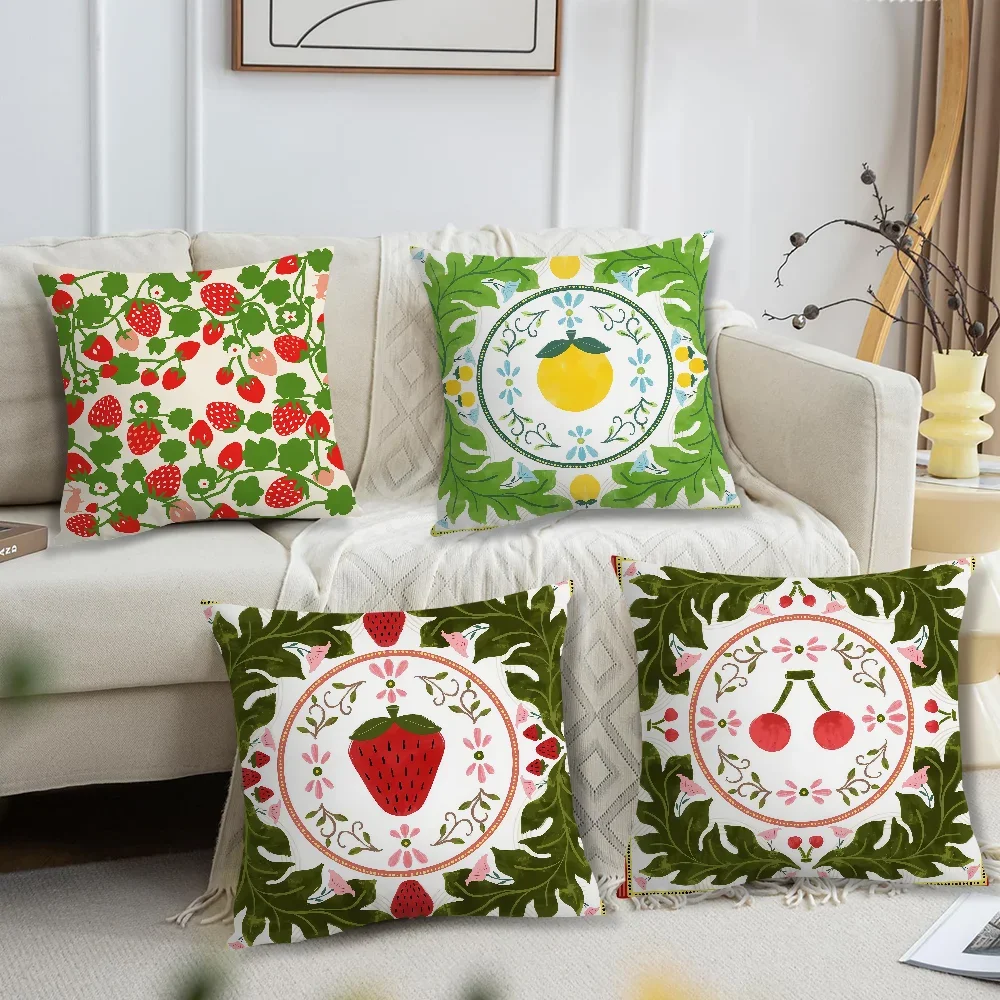 Pillow cover 40x40 Pillow cases 45x45 green leaves strawberry cherry fruit fashion soft home decor sofa protective covers