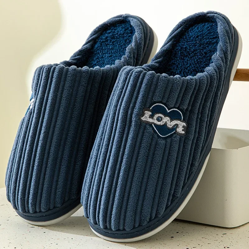 Chaussons de maison en peluche pour hommes, toboggans coordonnants, chaussures de chambre décontractées, semelle optique en fourrure, doux et confortable, chaud, grande taille, hiver