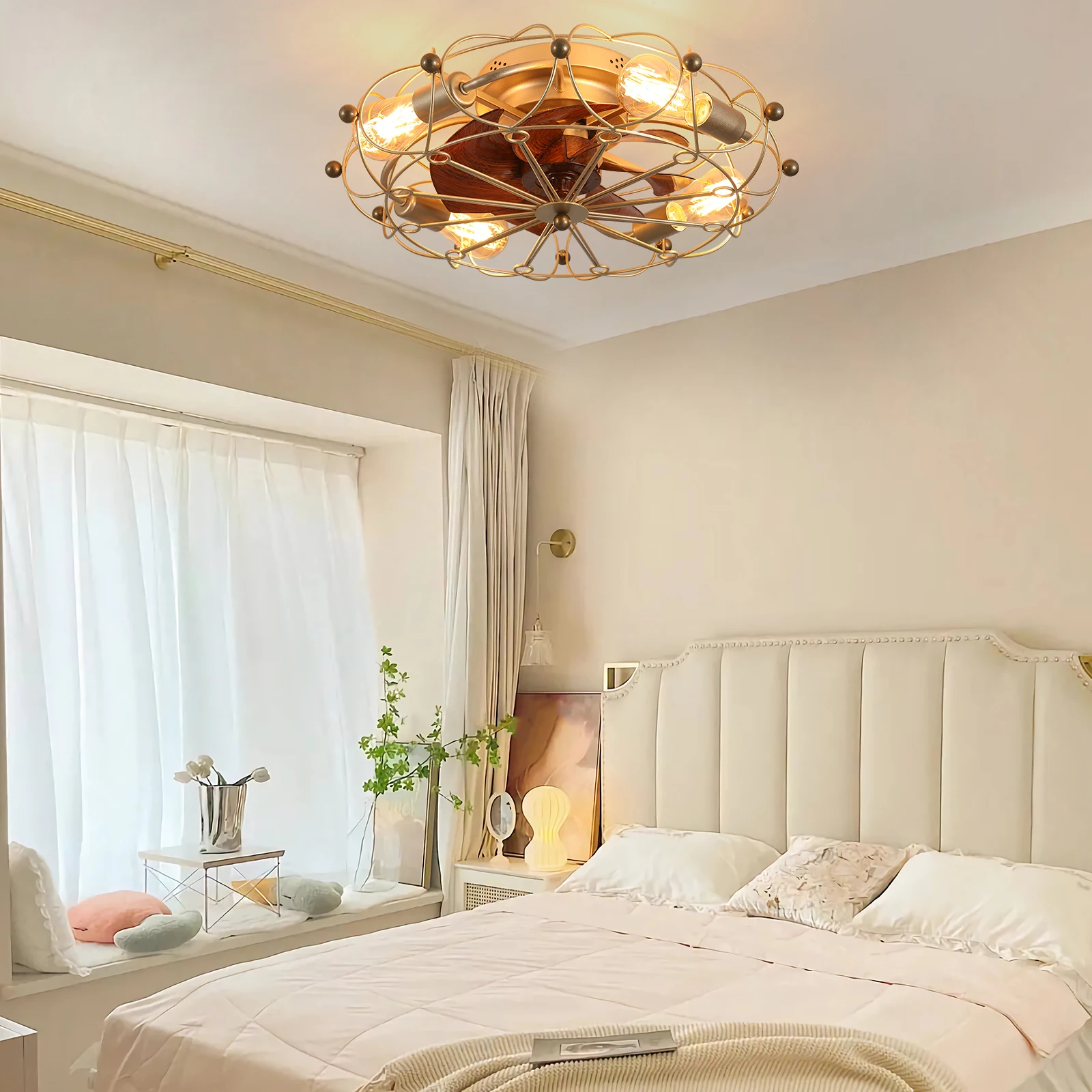 Contemporary Popular Gold With Lantern Ceiling Fan Farmhouse Thin Ceiling Fan Lights Ceiling Lighting Fixtures For Bedroom