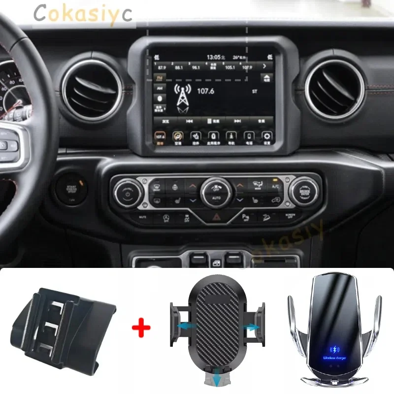 Suporte do telefone do carro para jeep wrangler 2018 2019 2020-2024 montagens do telefone móvel carro de carregamento sem fio especial base fixa acess