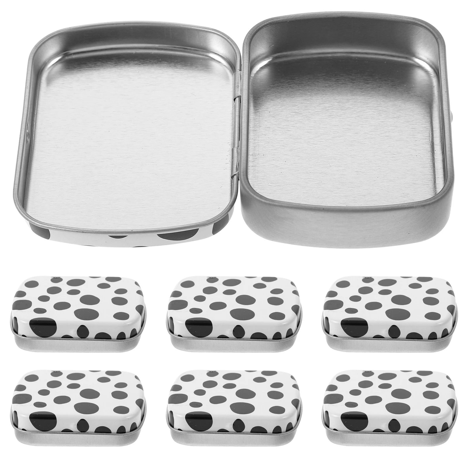 

6 Pcs Candy Tin Storage Box 60x45x15mm Iron Durable Small Metal Rectangular Organizer Accessories Container Lid