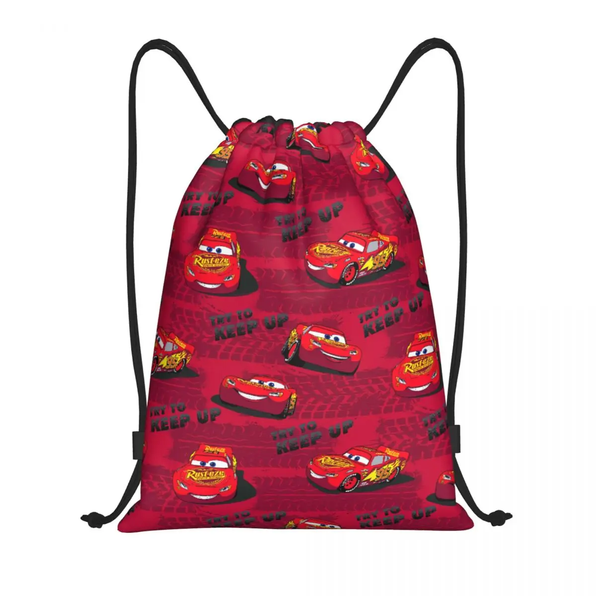 Custom Try To Keep Lightning McQueen Drawstring Bag for Training Yoga Backpacks Men Women Cars Racer Sports Gym Sackpack