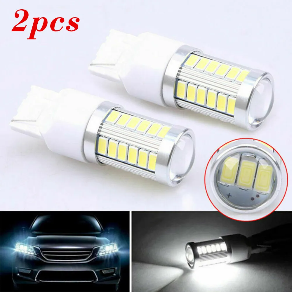 

2x T20 W21/6.6W Aluminum+Plastic Side Light Super White Bulb Automotive Signal Light Reversing Light Brake Light 7443 5630 33SMD