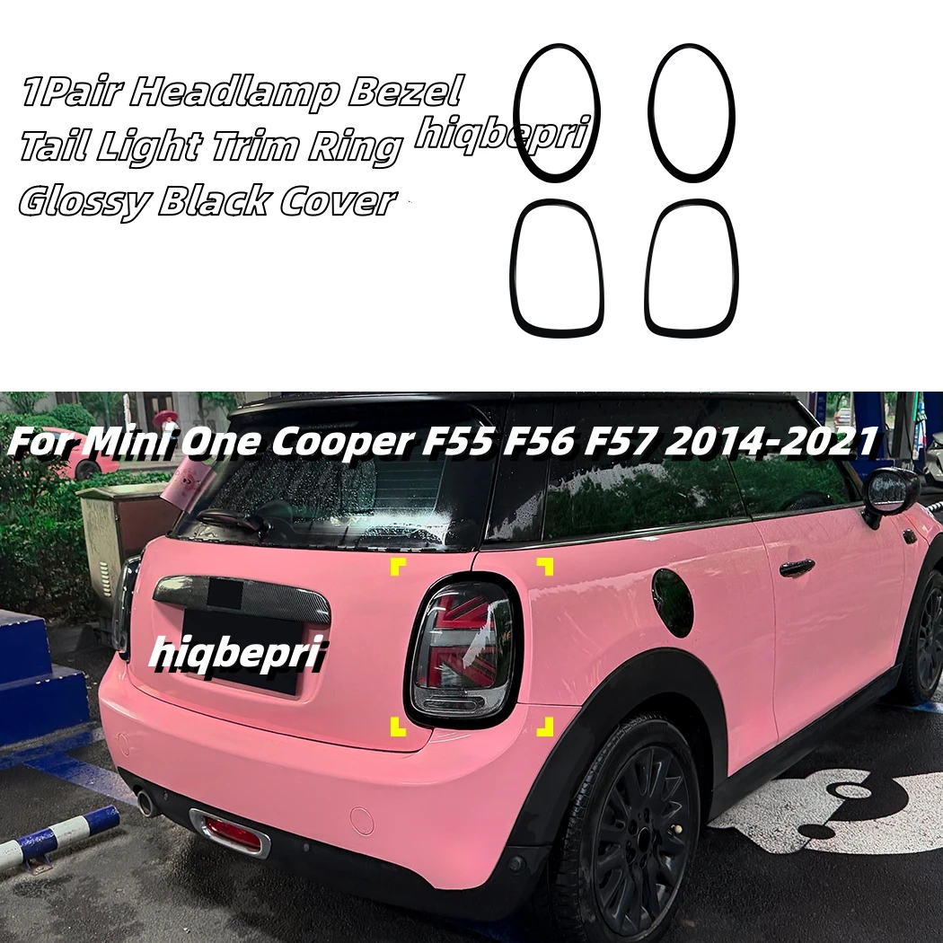 Front Headlight And Rear Tail Light Surround Trim Styling Cover For Mini Cooper F55 F56 F57 For One S JCW 2014-2021 Glossy Black