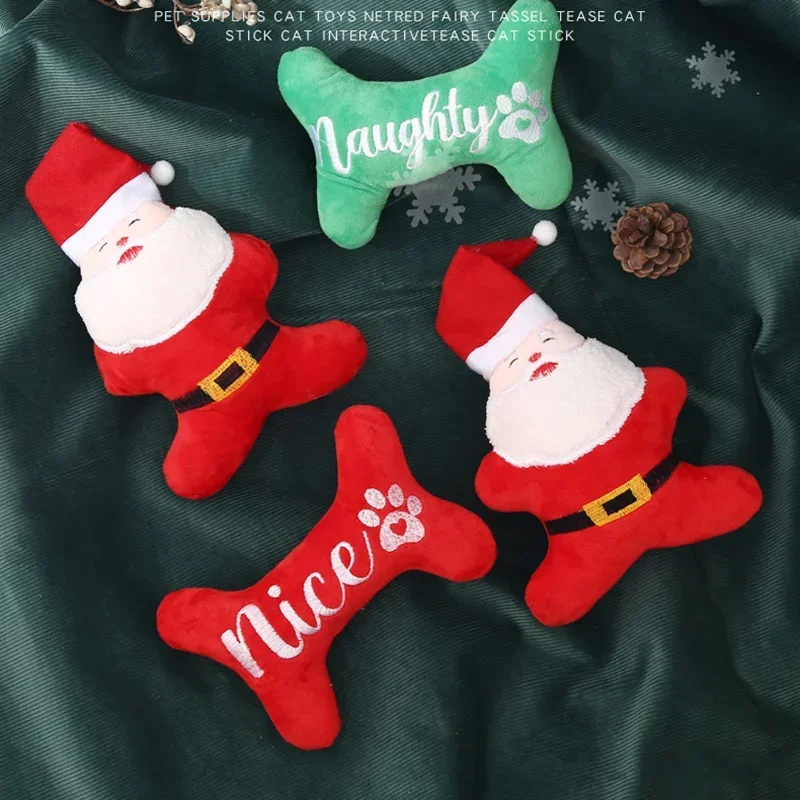 Cute Instagram Elk et Dog Toy Santa Squeak Stuffed Cat Dog Toy Merry Christmas Dog Bone Holiday Gift Puppy Accessories