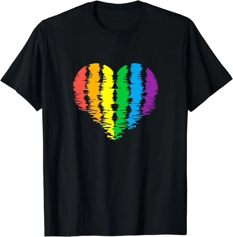 NEW LIMITED !!! Heart - Rainbow Colors  Classic TShirt sAnime Pattern Clothing Y2K SummerAnime Graphic Tshirts for Men Clothi