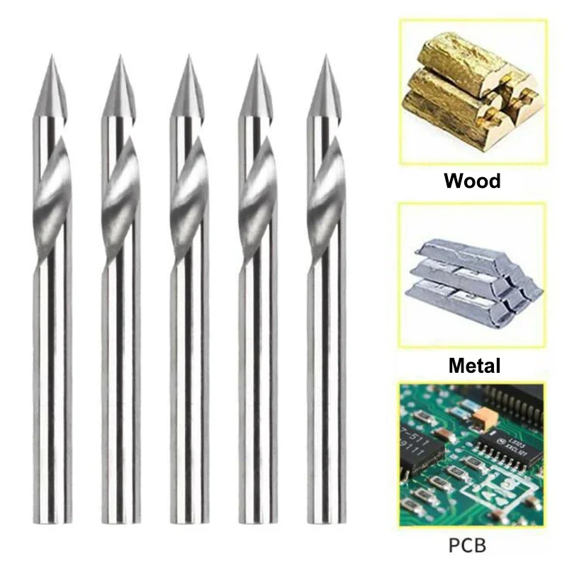 Cnc Roteador v Bits Polegada Haste Redonda Fresa 30 60 Graus 0.1 mm Dicas Ferramentas de Gravura do Sulco Peças