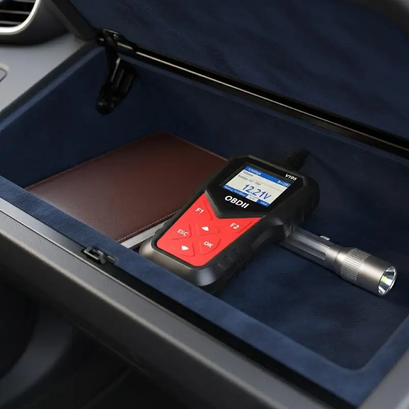 V105 OBD2 Auto Fault Code Reader with DTC Lookup Battery Health Test for Home Use Daily Auto Maintenance