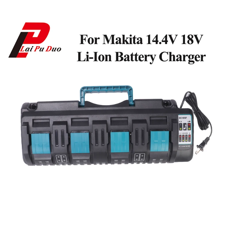 For Makita DC18SF BL1430 BL1830 14.4V 18V Li-ion Charger Rapid Optimum 4-Port 3A Charging Current Replacement Battery Charger