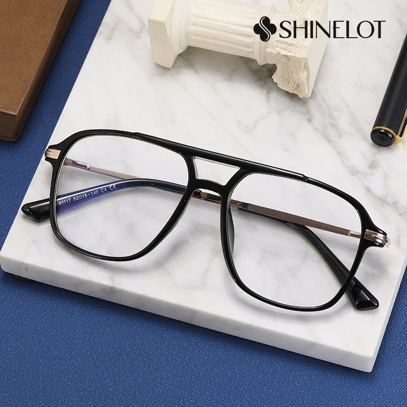 

81117 Hot Sale Men Double Bridge Eyeglasses Frame Male Eye Protection Glasses Y2K Style Best-Selling Eyewear Father Gift