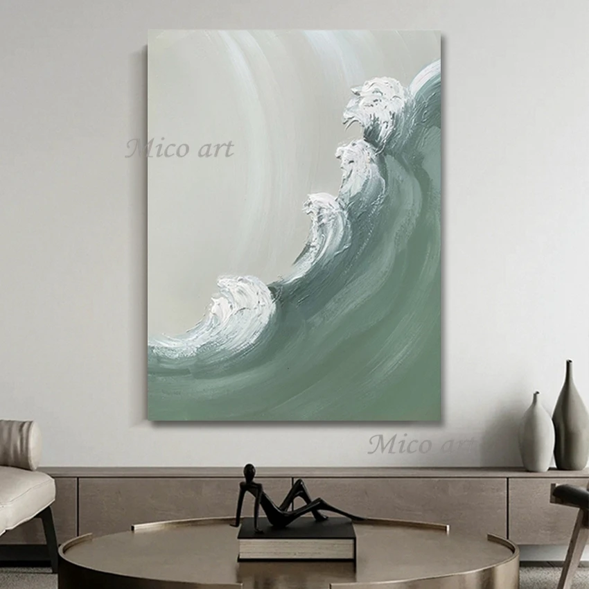 

Pure Handmade Abstract Surge Sea Wave Scenery Oil Paintings Art Canvas Wall Picture Office Cafe Decorative Unframed Hot Sale