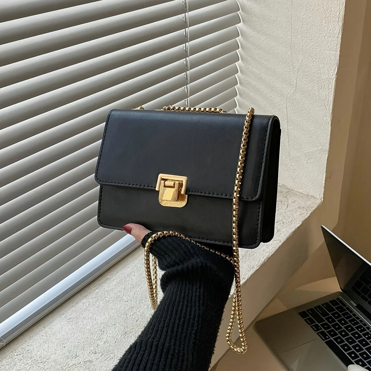 

Mini Chain Flap Square Crossbody Bag For Women, Lightweight Versatile Fashion Shoulder Bag, College Students, For Office A