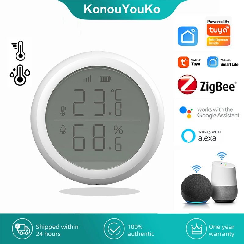 Tuya Zigbee Smart Temperature Humidity Sensor SmartLife APP Remote Control Monitor Work with Alexa Google Assistant Smart Home