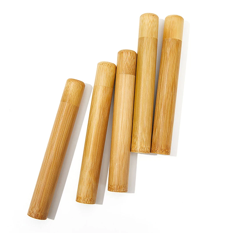 Natural Bamboo Case Eco Friendly Toothbrush Bamboo Tube 21cm For Adult Toothbrush Case Hand Made Tooth Brushes Accessories