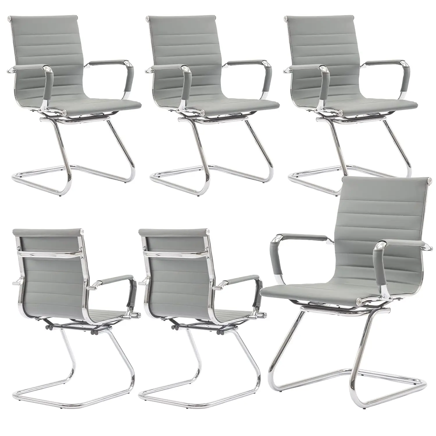 Guyou Guest Chairs Set of 6 Mid Back Sled Base