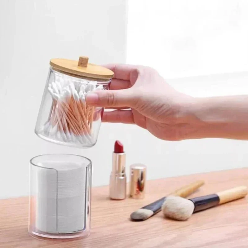 Round Acrylic Organizer with Bamboo Lid 3