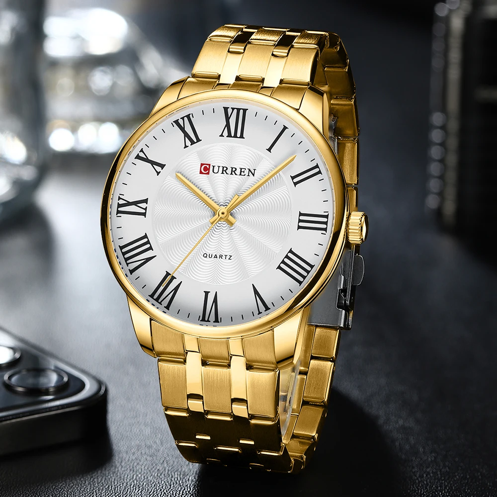 CUEERN Luxury Classic Men\'s Watch Fashion Simple Stainless Steel Dial Exquisite Casual Sports Quartz Clock relogio masculino