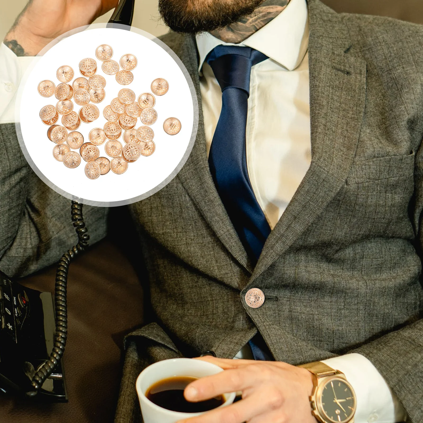 

50Pcs Vintage Alloy Buttons Hollow Metal Sewing Buttons for Suits Sweaters DIY Crafts Clothing Accessories Retro Clothes Snaps