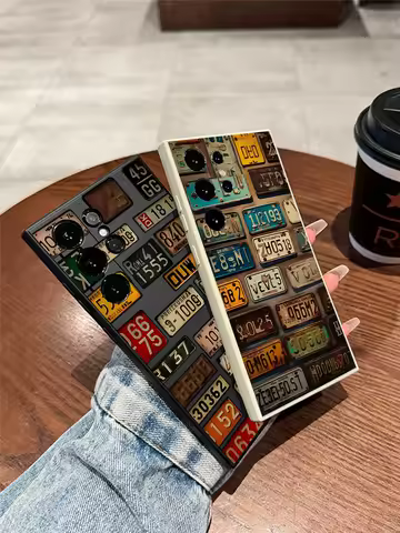 Retro Style Car License Plate Pattern Phone Case For Samsung Galaxy A50 A51 A54 A55 A72 A73 S25 S24 S21 S22 S23 FE Ultra Cover