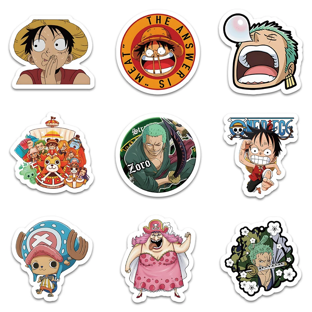 10/30/50/100pcs ONE PIECE Zoro Luffy Stickers Anime Graffiti Luggage Motorcycle Skateboard Waterproof Kids Cool Cartoon Sticker