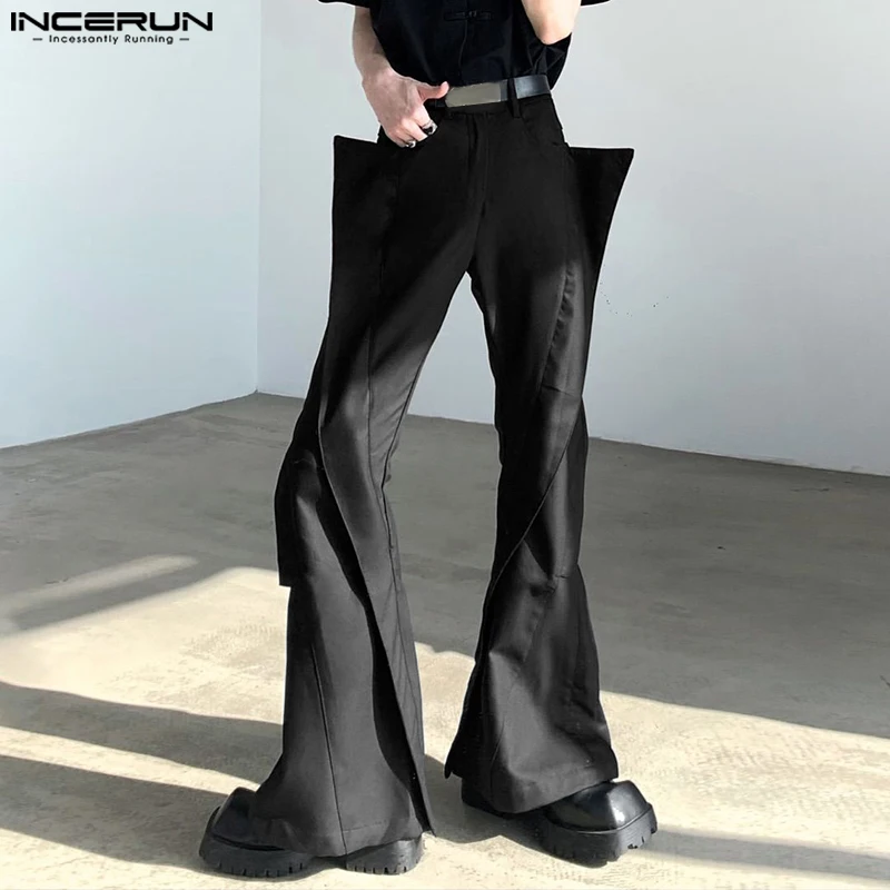 INCERUN Deconstructive Design Solid Color Long Pants 2024 Men Casual Cropped Elegant Simple Ninth Trousers Well Fitting Bottoms