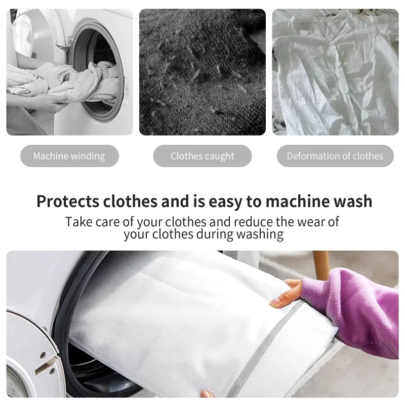 3PC White Durable Honeycomb Mesh Laundry Bags for Delicates Net Fabric Durable and Reusable Delicate Wash Bag view 5