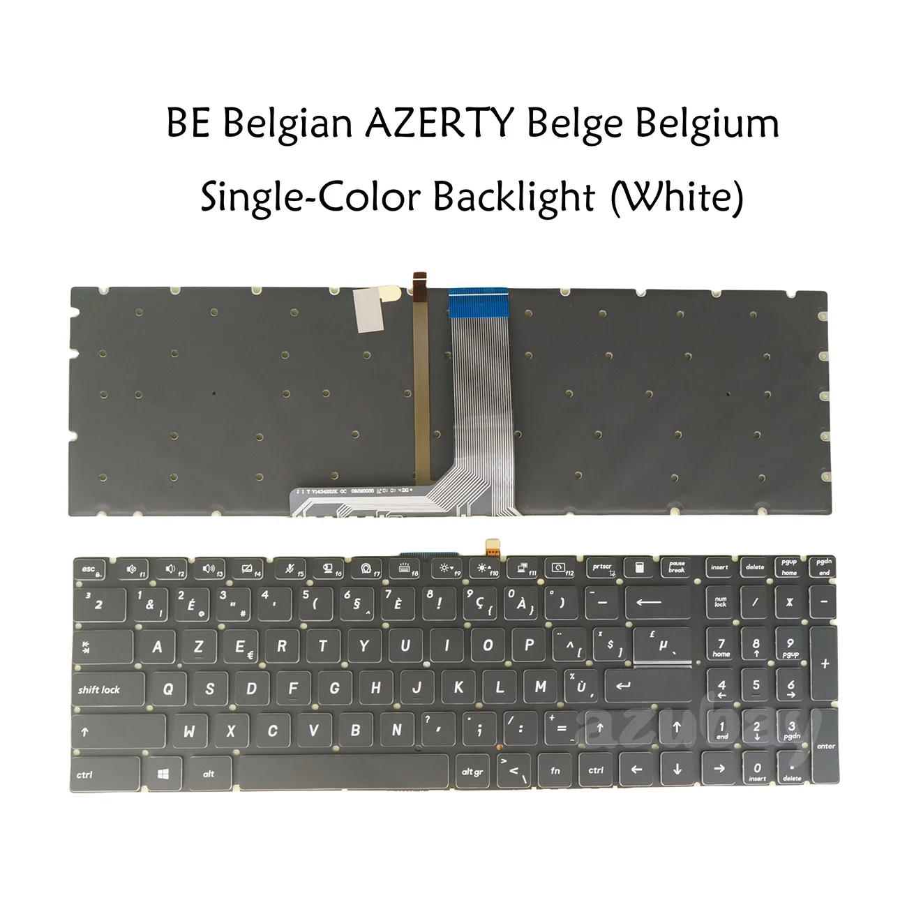 White-Backlit Laptop Keyboard For MSI V143422GK6 WT75 8SL 8SM 9SL 9SK 9SM WS75 9TJ, WS75 9TK 9TL, Belgian AZERTY