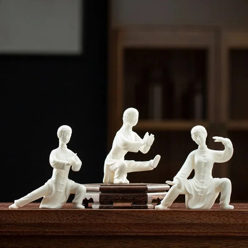 Chinese Zen Dehua Ceramic Whiteware Ornament Creative Home Desktop Personalized Ceramic Decorations Furnishings Mini Tea Set