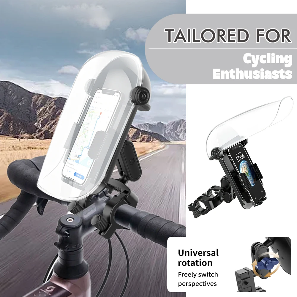 Electric Bike Phone Mount with Sunshade, Rain Protection, UV Protection Delivery Riding Motorcycle Sun Visor Phone Holder - view 5