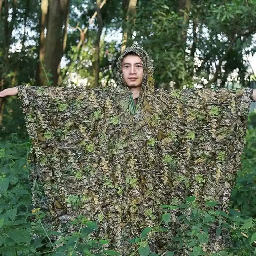 Lightweight 3D Leaf Ghillie Cloak Breathable Camouflage Suit For Hunting Birding Outdoor Photography Concealment Apparel