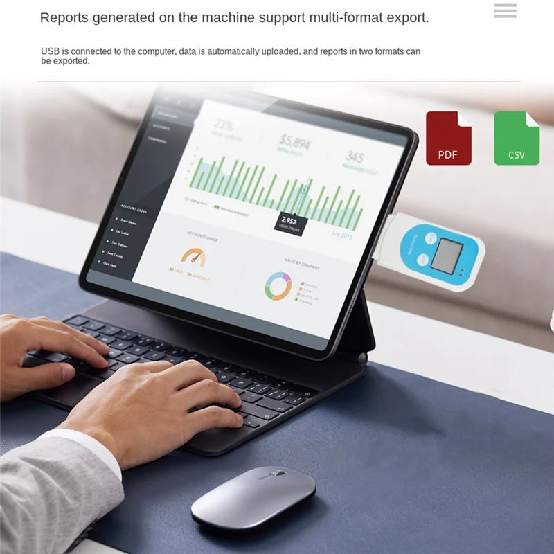 ABZZ-Tempo 07B مسجل درجة الحرارة/الرطوبة الرقمي USB مسجل بيانات ميزان الحرارة الرطوبة لتخزين الثلاجة