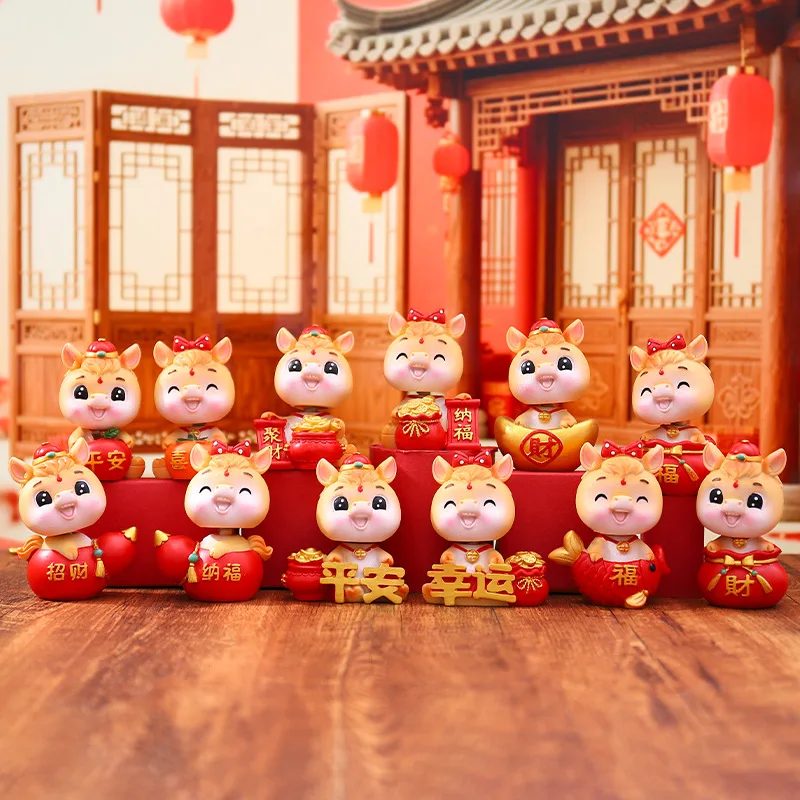 【In Stock】Cute 2026 Horse Year Mascot Year Of The Horse Lifelike Horse Figures Ornament Decorative Resin Zodiac Horse Figurines