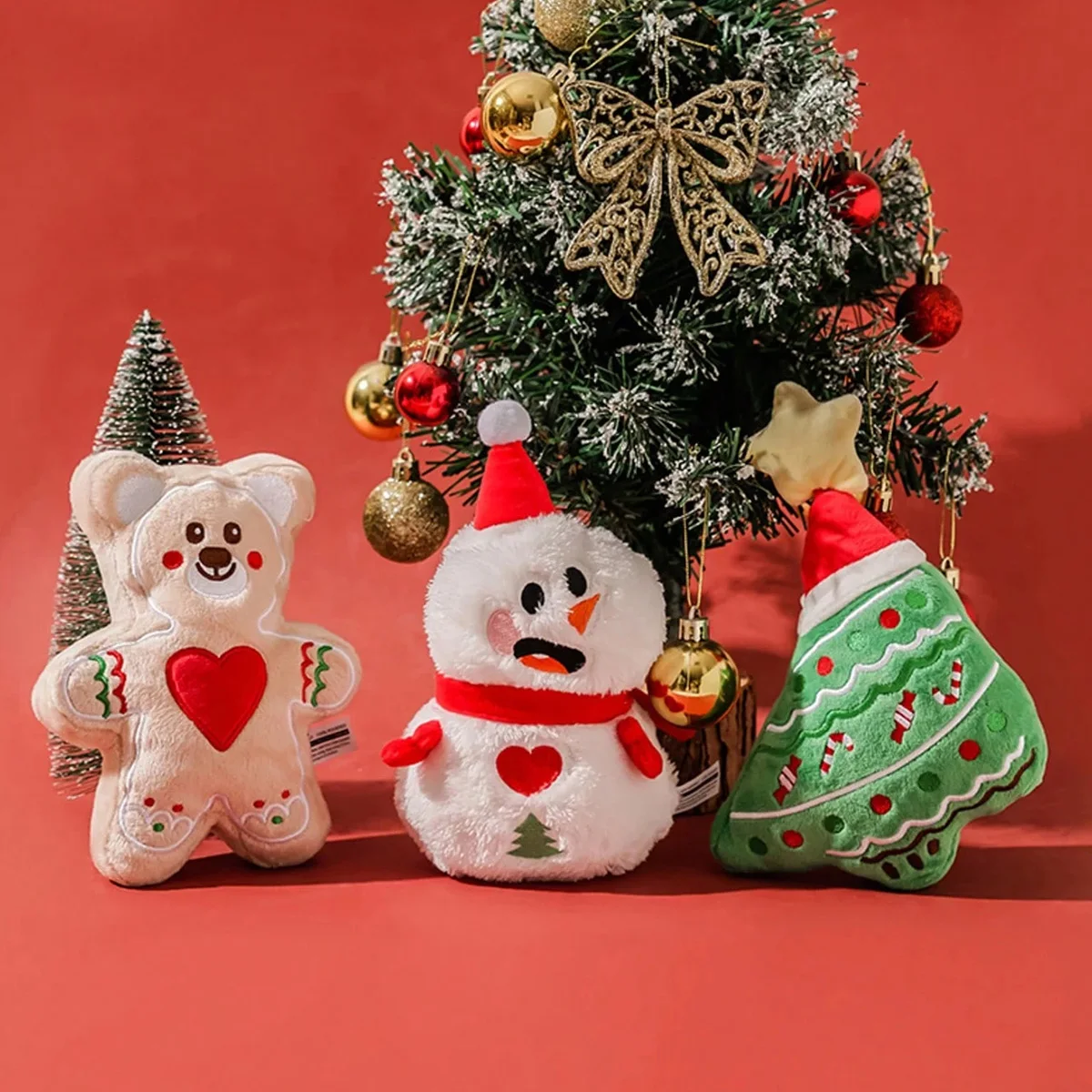 Weihnachten süße Hund Plüschtiere interaktive quietschende Hund Kauspielzeug für Unterhaltung und Zahnreinigung Heimtierbedarf für Hund Katze