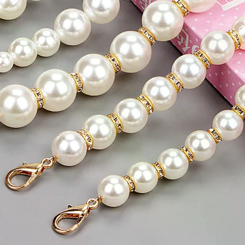 

Классическая короткая жемчужная сумка с ручкой из бисера и цепочкой для женщин и девочек, сумки-тоут с ручкой, сменная жемчужная цепочка, аксессуары для сумки