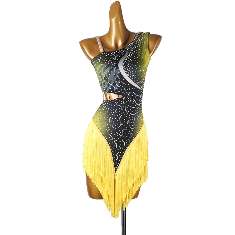 

2025 New Latin Dance Dress for Women Ballroom Performance Dancewear Rumba Party Salsa Stage Wear Fringed Competition Clothes