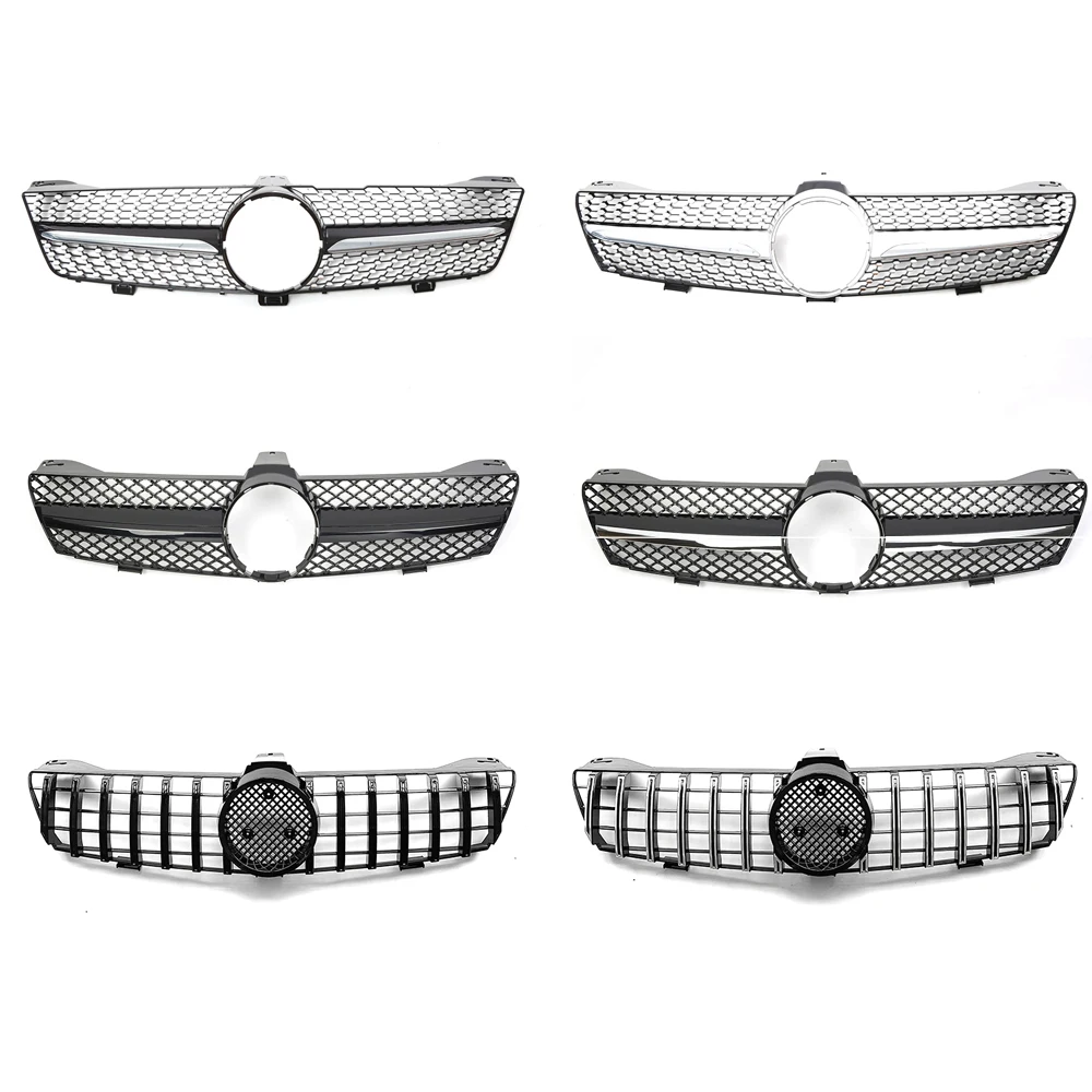 Glossy Black GTR Style Grille For Mercedes Benz CLS-Class W219 2005-2008 CLS350 CLS550 CLS63 AMG Diamond Style Bumper Grille