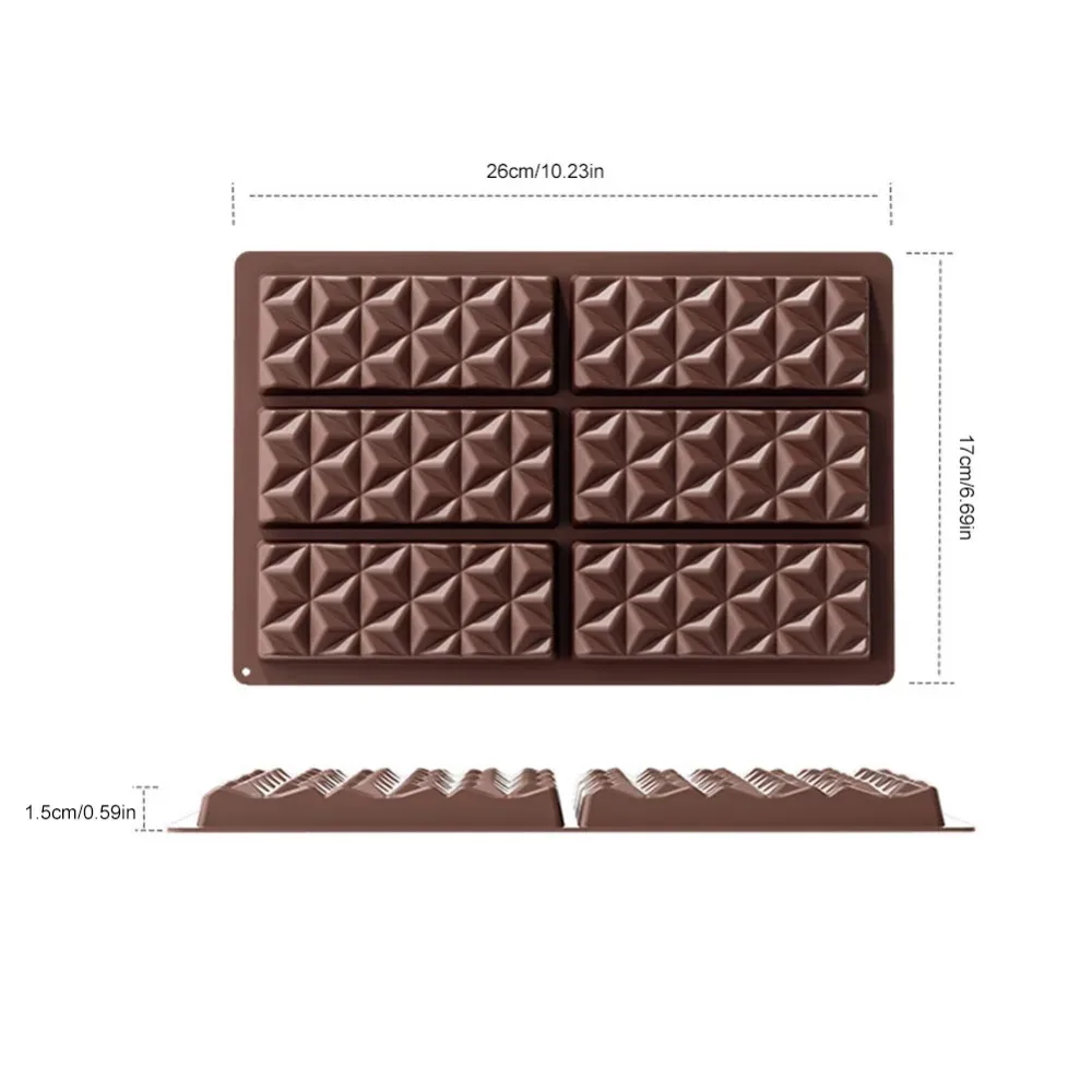 Stampo per caramelle con diamante a triangolo in silicone a 6 celle Stampo per dolci al cioccolato fai-da-te Mini stampi per caramelle per biscotti antiaderenti Strumenti di cottura per la casa