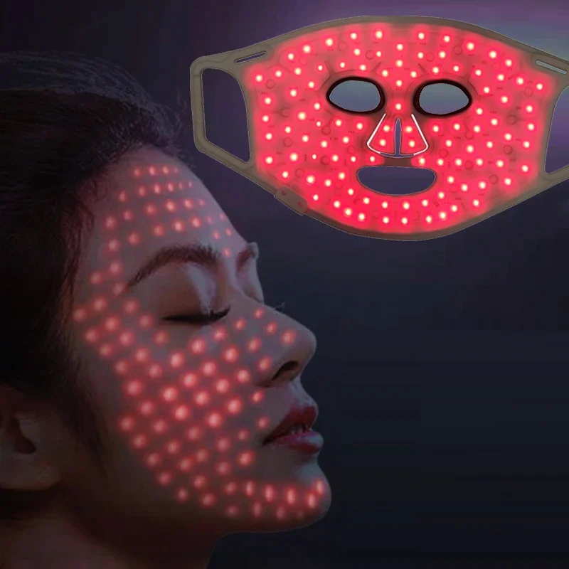 Redfy Customizable 3-Color Infrared Red Light Therapy Face Mask USB Plug Photon Beauty Use Silicone for Lifting