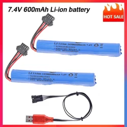 Airsoft Battery 7.4V 600mAh 14500 Li-ion Battery SM-4P reverse Plug with Charger for M416 M4A1 Gel Water Blaster Airsoft Guns
