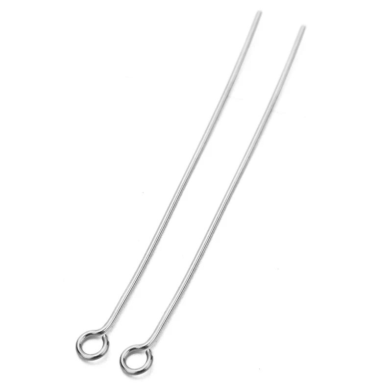 30 100 Stück nie verblassende PVD-Edelstahl-Nadeln mit flachem Kopf, 20 mm, 30 mm, 40 mm, kreisförmige Augen-Nadeln für die Schmuckherstellung
