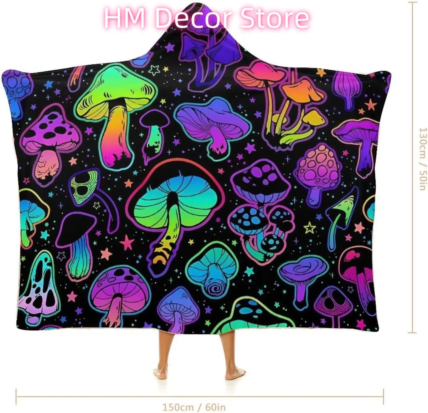Mushroom Hooded Blanket Mushrooms Gifts for Women Soft Fleece Flannel Mushrooms Wearable Blanket Hoodies All Season Plant Blanke